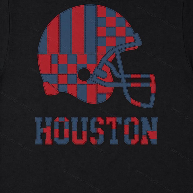Houston Patchwork Helmet PNG, Retro Sublimation File, Fan Shirt Clipart, Instant Download image 6