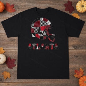 Atlanta Game Day T-Shirt, Patchwork Helmet Football Fan Tee, Vintage Style Sports Shirt image 5