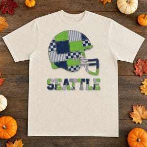 Seattle Patchwork Helmet PNG, Football Fan Sublimation, Shirt Clipart, Digital Download image 8