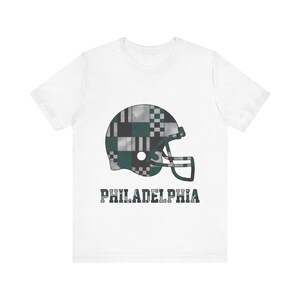 Philadelphia Game Day T-Shirt, Patchwork Helmet Football Fan Tee, Vintage Style Sports Shirt image 1
