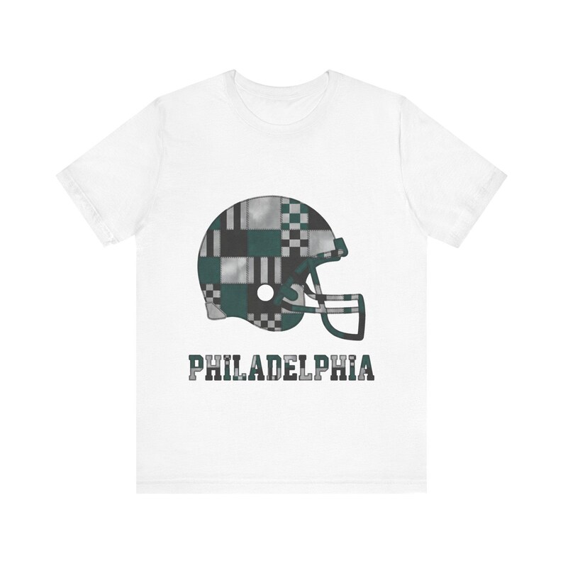 Philadelphia Game Day T-Shirt, Patchwork Helmet Football Fan Tee, Vintage Style Sports Shirt image 1