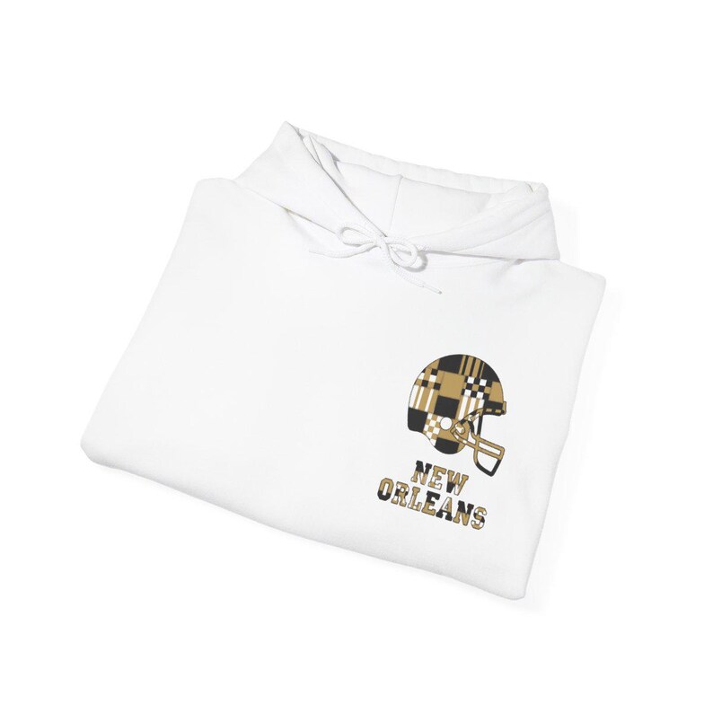 New Orleans Saints Football Patchwork Helmet Hooded Sweatshirt, Game Day Hoodie, Fan Pullover Cadeau afbeelding 8
