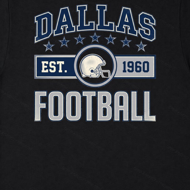 Escudo de fútbol americano vintage de Dallas PNG, diseño retro universitario para sublimación, descarga digital imagen 6