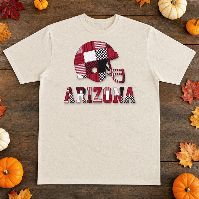 Arizona Patchwork Helmet PNG, Football Fan Sublimation, Shirt Clipart, Digital Download image 8