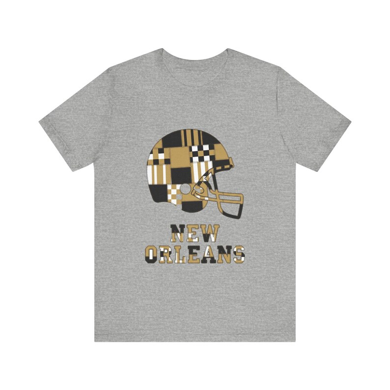 New Orleans Saints Game Day T-Shirt, Patchwork Helmet Football Fan Tee, Vintage Style Sports Shirt image 2