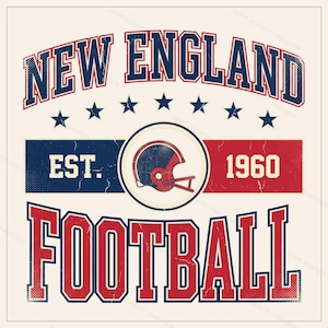 Vintage New England Patriots-logo (voetbal) PNG, retro varsity sublimatieontwerp, digitale download afbeelding 1