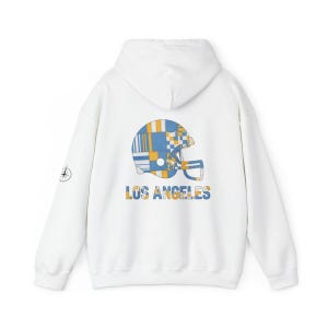 Los Angeles Chargers Patchwork Helmet Game Day Hoodie, Unisex Football Sweatshirt, Cozy Fall Pullover image 5