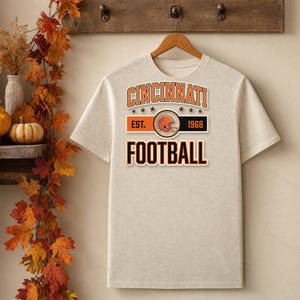 Vintage Cincinnati Bengals voetballogo PNG, retro varsity sublimatieontwerp, digitale download afbeelding 4