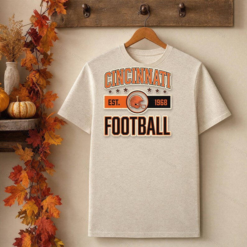 Vintage Cincinnati Bengals voetballogo PNG, retro varsity sublimatieontwerp, digitale download afbeelding 4