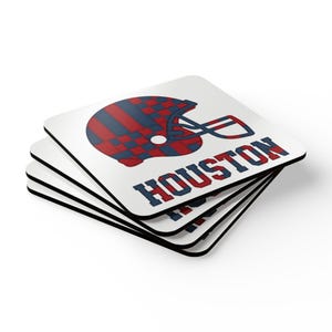 Houston Football Helmet Drink Coaster, Game Day Cork Coaster, Fan Home Decor image 5