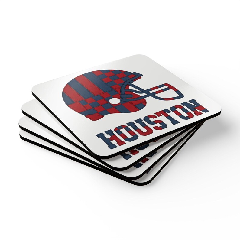 Houston Football Helmet Drink Coaster, Game Day Cork Coaster, Fan Home Decor image 5