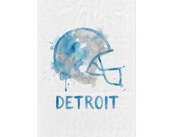 Detroit Watercolor Splash Helmet Rally Towel, Football Game Day Towel, Stadium Fan Gear, Sports Gift