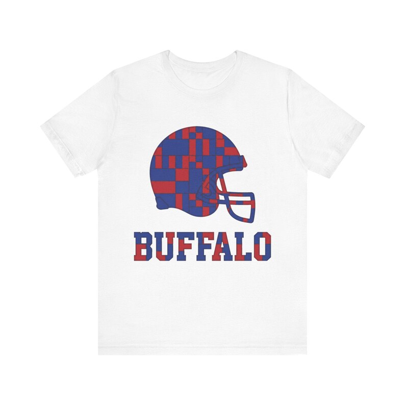 Buffalo Game Day T-Shirt, Patchwork Helmet Football Fan Tee, Vintage Style Sports Shirt image 2