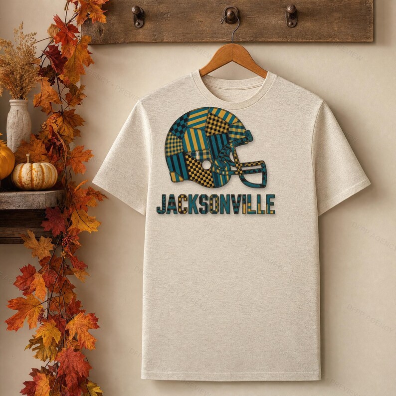 Jacksonville Patchwork Helmet Football Tee, Vintage Game Day Shirt, Sports Apparel, Great Gift image 6