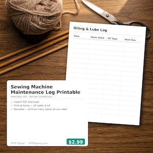 Sewing Machine Maintenance Log Printable | Serger Oiling Service Calibration Record | reMarkable PDF Instant Download