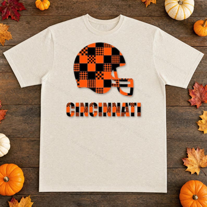 Cincinnati Patchwork Helmet PNG, Retro Sublimation File, Fan Shirt Clipart, Instant Download image 8