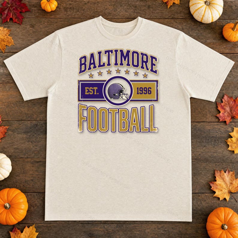 Baltimore Vintage Crest Football PNG, Retro Varsity Sublimation Design, Digital Download image 2