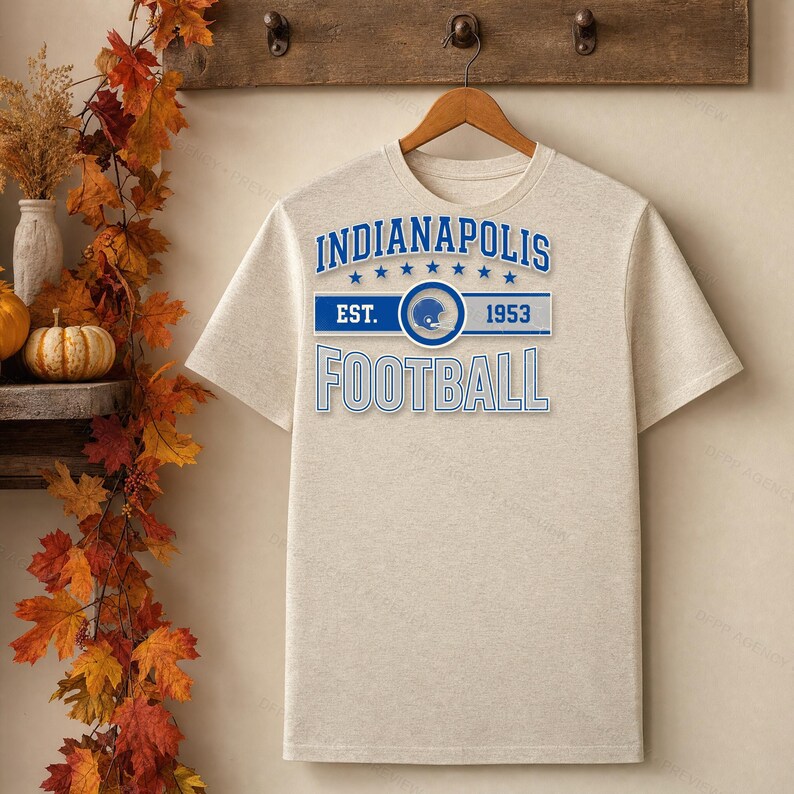 Logo vintage des Colts d'Indianapolis (format PNG), design rétro pour ballon de football américain, téléchargement numérique. image 4