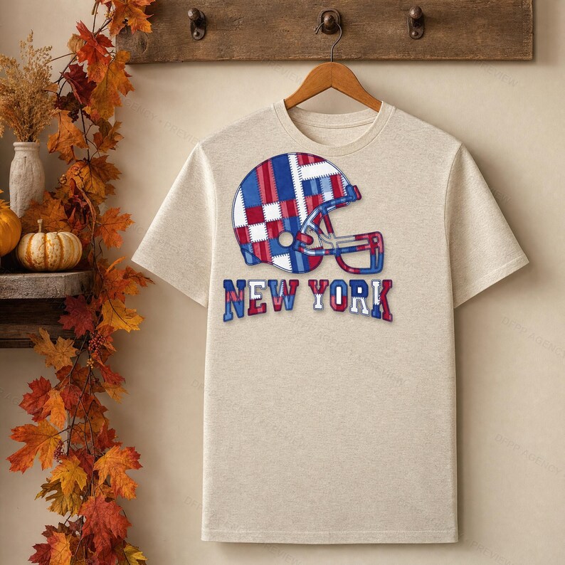 New Yorker Patchwork-Helm (Blau & Rot) als PNG-Datei, Football-Sublimationsdruck, Spieltags-Shirt, digitaler Download Bild 3