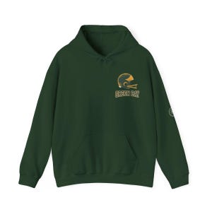 Green Bay Football Vintage Varsity Helmet Hooded Sweatshirt, Game Day Hoodie, Fan Pullover Gift image 3