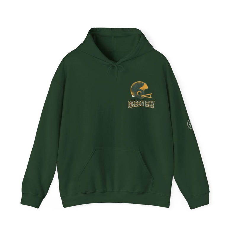 Green Bay Football Vintage Varsity Helmet Hooded Sweatshirt, Game Day Hoodie, Fan Pullover Gift image 3