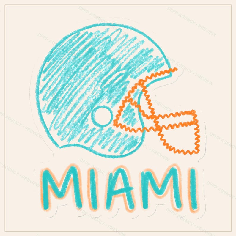 Sublimeringspaket för Miami Football, 8 PNG-hjälmdesigner, Clipart för matchdagströjor, digital nedladdning bild 7