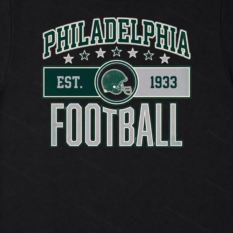 Philadelphia Vintage Crest Football PNG, Retro Varsity Sublimation Design, Digital Download image 6