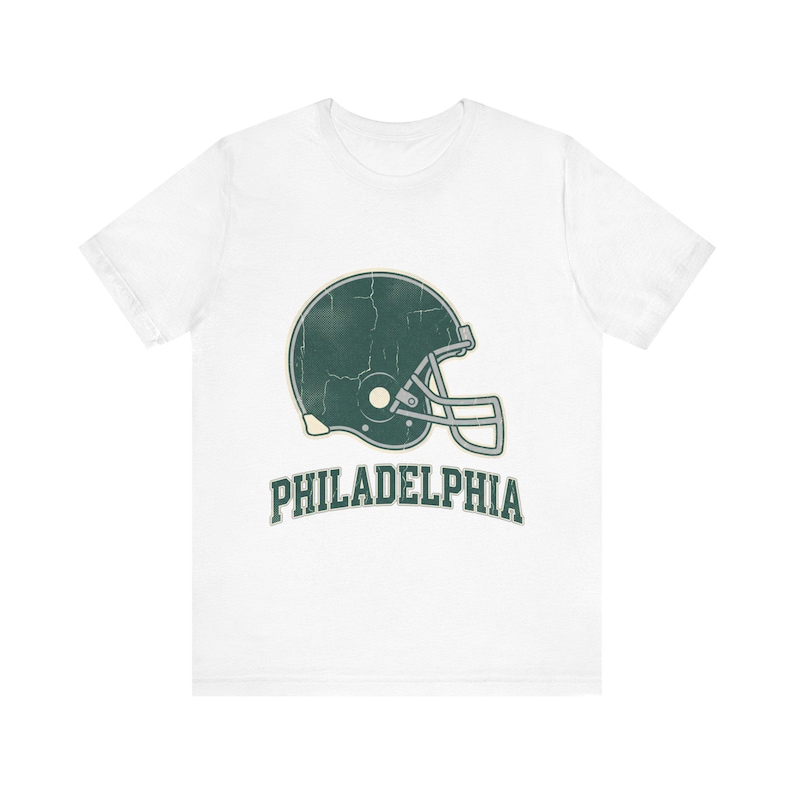 Philadelphia Game Day T-Shirt, Vintage Varsity Helmet Football Fan Tee, Vintage Style Sports Shirt image 1