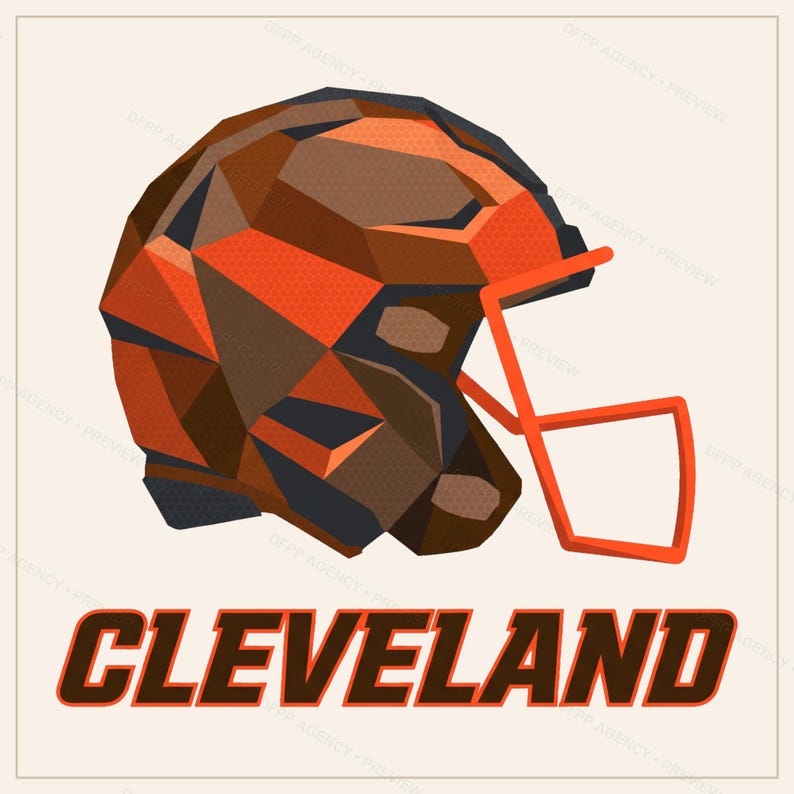 Cleveland Football Sublimation Bundle, 8 PNG Helmet Designs, Game Day Shirt Clipart, Digital Download image 8