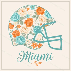 Sublimeringspaket för Miami Football, 8 PNG-hjälmdesigner, Clipart för matchdagströjor, digital nedladdning bild 4