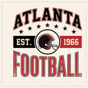 Escudo de fútbol americano vintage de Atlanta PNG, diseño retro universitario para sublimación, descarga digital imagen 1