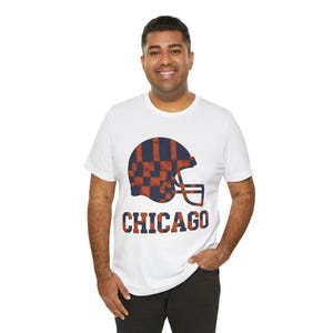 Chicago Bears Game Day T-Shirt, Patchwork Helmet Football Fan Tee, Vintage Style Sports Shirt image 1