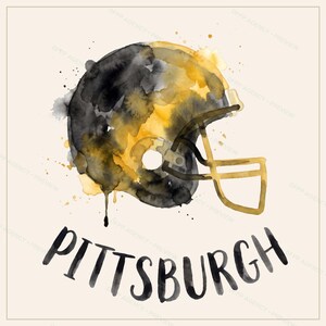 Pack de sublimation pour l'équipe de football américain de Pittsburgh : 8 motifs de casques au format PNG, clipart pour t-shirts de match, téléchargement numérique image 3