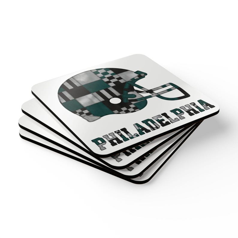 Philadelphia Patchwork Fotbollshjälmunderlägg, Korkunderlägg, Man Cave-dekor, Fanpresent bild 3