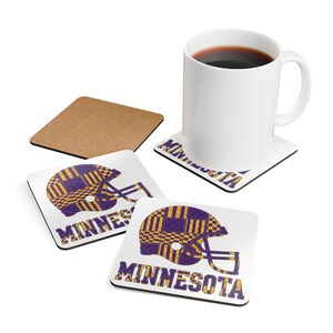 Minnesota Football Helmet Coaster, Cork Drink Coaster, Man Cave Decor, Fan Gift image 4