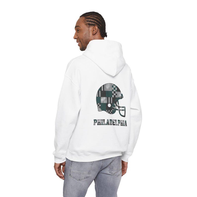 Philadelphia Eagles Patchwork-Helm-Spieltags-Hoodie, Unisex-Football-Sweatshirt, kuscheliger Herbstpullover Bild 6