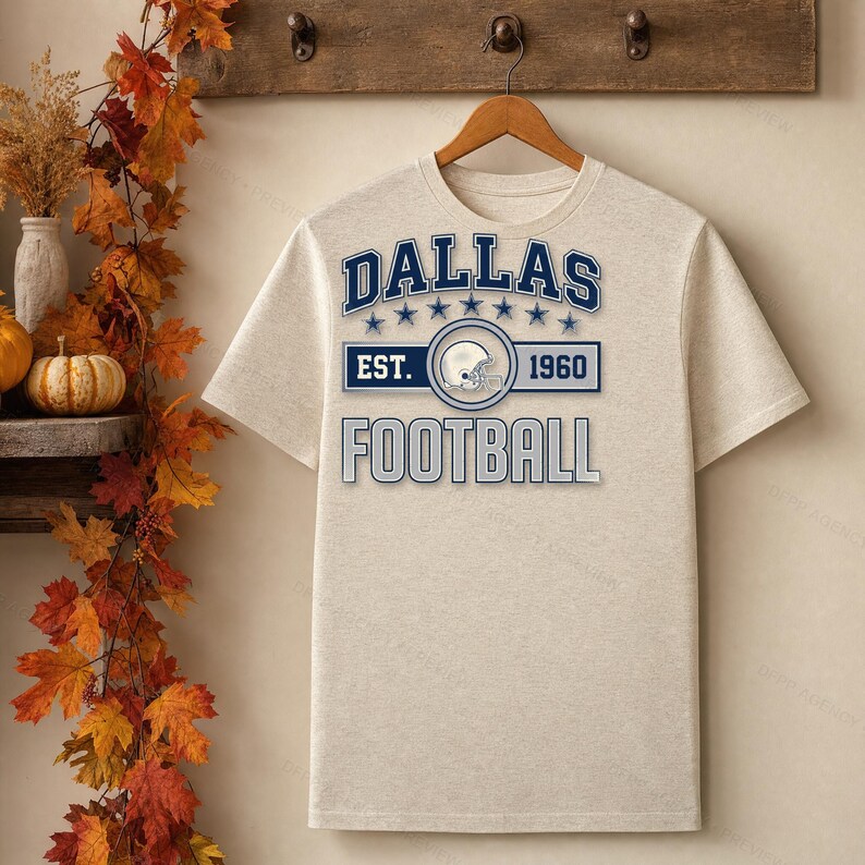 Escudo de fútbol americano vintage de Dallas PNG, diseño retro universitario para sublimación, descarga digital imagen 4