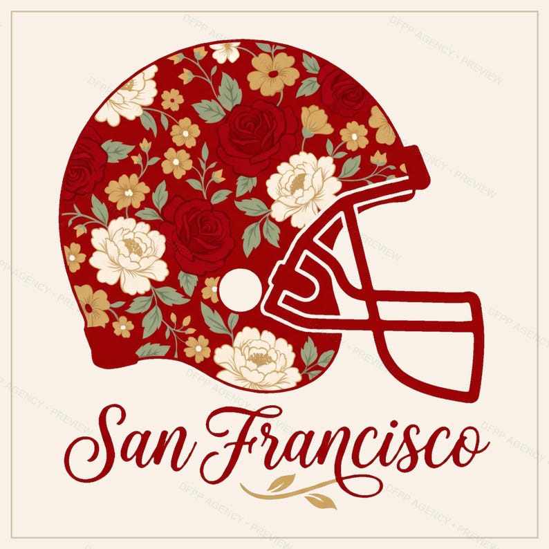 San Francisco Football Sublimation Bundle, 8 PNG Helmet Designs, Game Day Shirt Clipart, Digital Download image 4