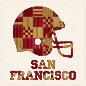 San Francisco Game Day T-Shirt, Patchwork Helmet Football Fan Tee, Vintage Style Sports Shirt image 3