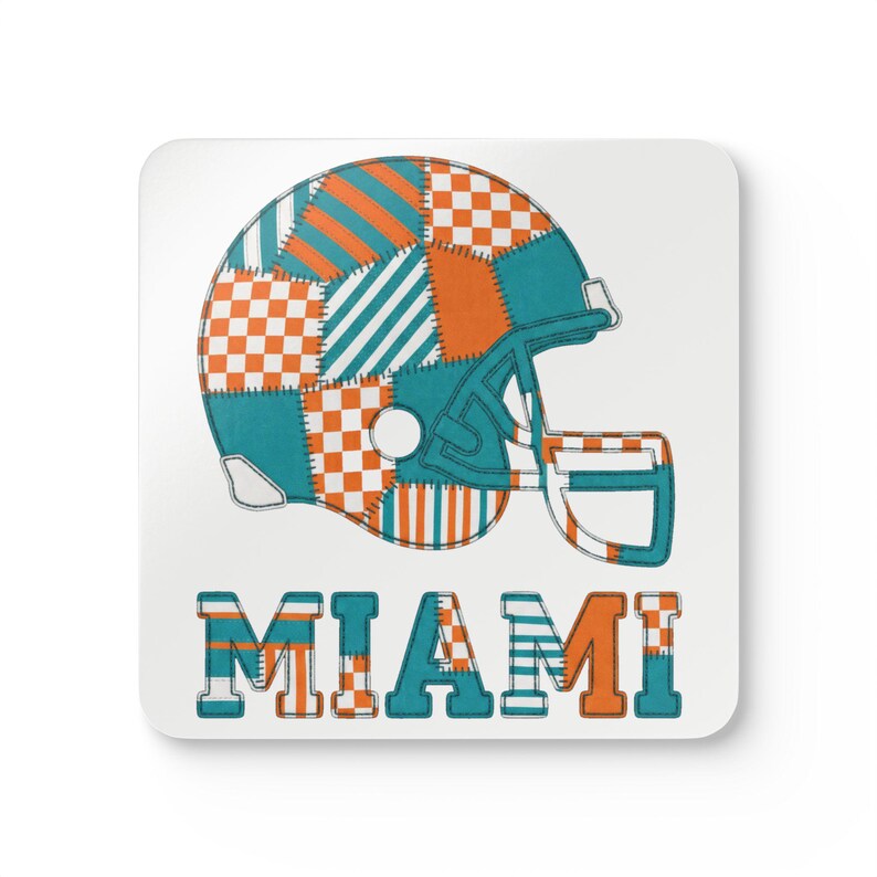 Posavasos con forma de casco de los Miami Dolphins, posavasos de corcho, decoración para la cueva del hombre, regalo para aficionados. imagen 1
