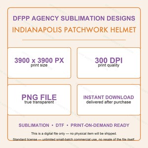 Indianapolis Patchwork Helmet PNG, Retro Sublimation File, Fan Shirt Clipart, Instant Download image 7