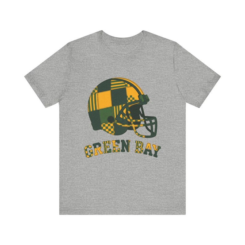 Camiseta de fútbol americano Green Bay Patchwork Helmet Football Shirt, camiseta retro para el día del partido, ropa unisex para aficionados, regalo deportivo imagen 3