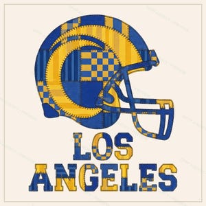 Los Angeles Blue & Gold Football Patchwork Helmet Hooded Sweatshirt, Game Day Hoodie, Fan Pullover Gift image 9