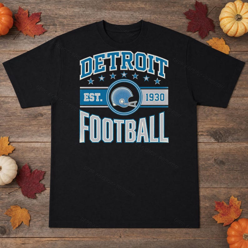 Football mit Detroit Lions-Vintage-Wappen (PNG), Retro-College-Sublimationsdesign, digitaler Download Bild 3