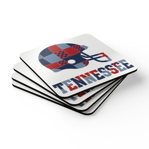 Tennessee Titans Patchwork Football Helmet Coaster, Cork Drink Coaster, Man Cave Decor, Fan Gift image 3