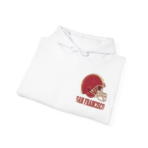 Sudadera con capucha estilo casco universitario vintage de San Francisco, sudadera retro de fútbol americano, sudadera para el día del partido, sudadera con capucha para aficionados imagen 8