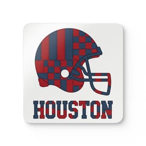 Houston Football Helmet Drink Coaster, Game Day Cork Coaster, Fan Home Decor image 1