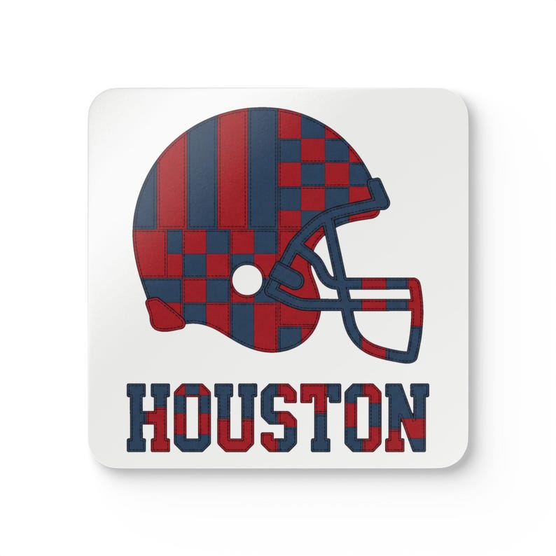 Houston Football Helmet Drink Coaster, Game Day Cork Coaster, Fan Home Decor image 1