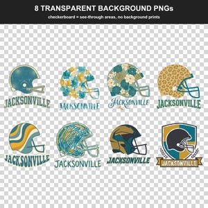 Jacksonville Football PNG Bundle, 8 Helmet Designs, Game Day Sublimation Set, Digital Download image 2