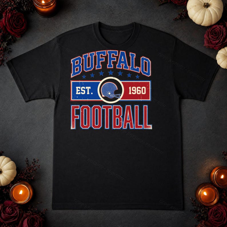 Buffalo Vintage Crest Football PNG, Retro Varsity Sublimation Design, Digital Download image 5